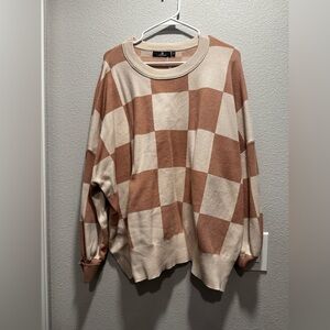 Checkered Beige and Brown Sweater
